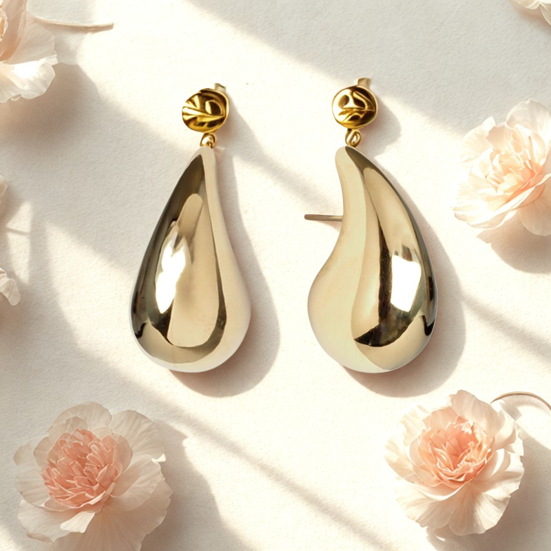 Złote damskie kolczyki krople - Modnie wygodnie