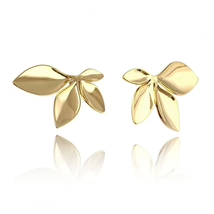 Złote kolczyki kwiaty ze stali szlachetnej - Modnie wygodnie